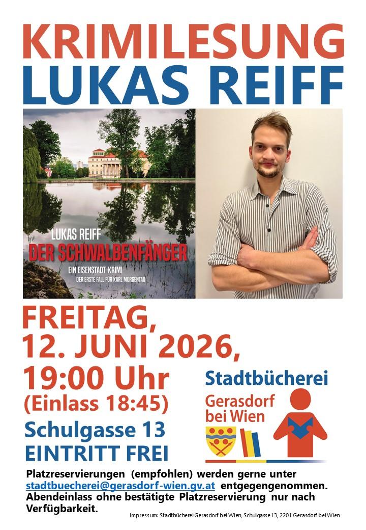 Plakat über Krimilesung mit Lukas Reiff